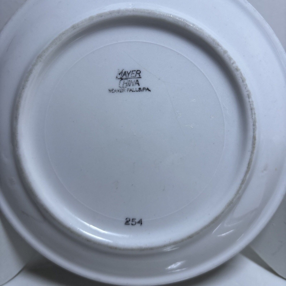 Mayer Restaurant Ware China Dinner Plate 9.5" & Plate 6.25"  Crest Wave Red Vtg - Picture 4 of 10